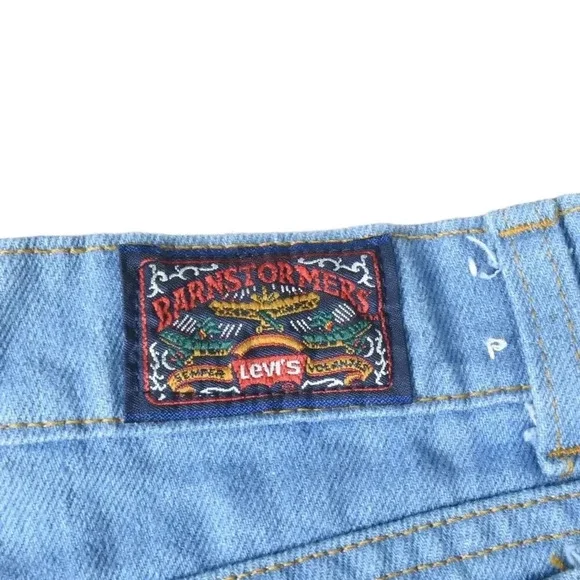 Vintage 70s Big E Levis Barnstormer Bellbottoms Pintuck Flare Denim Jeans22 in